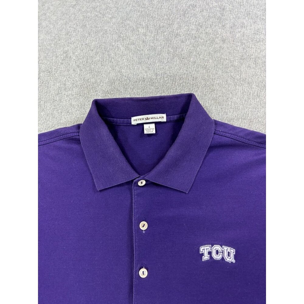 Tcu Horned Frogs Peter Millar Campus S/S Polo Shirt (Men's Large) Purple View 3